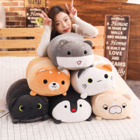 Long Animals Plush Toy Stuffed Squishy Animal Bolster Pillow Dog Cat Shiba Inu Penguin Cylindrical Plushie Toy Sleeping Friend