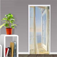 3D Glass Window Door Exterior Scenery Door Sticker Nature Landscape Self-Adhesive PVC Bedroom Decor Wallpaper Design Wall Decal