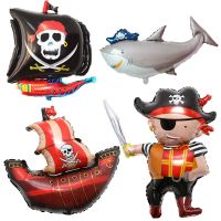 Pirate Balloon Floating Shark Foil Balloon Boy One Eyed Pirate Theme Birthday Party Decoration Cartoon Pirate Ship Helium Ball