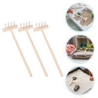 BLENASHOP ชุดชาไม้ไผ่ 3 ชิ้น Sandbox Rakes Zen Garden Rake Zen Garden Mini Rakes