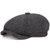 【Laoxiao YYDS】Gorro De Newsboy Para Hombre Y Mujer Boina De Tweed Gatsby Octogonal Negro Blanco Pigespira Hiedra วินเทจ