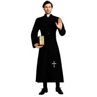 、’】【= Umorden  Black Noble Priest Costume Men Religious Pastor Father Costumes Halloween Purim Party Mardi Gras Fancy Dress