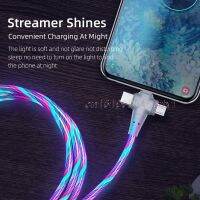 3in1 Flow Luminous Lighting usb cable for iPhone 12 11 Pro 3 in 1 2in1 LED Micro USB Type C 8Pin charger Wire for Huawei Xiaomi