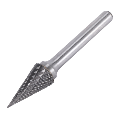Tungsten Carbide Burr Pointed Cone Shape Double Cut Rotary Burrs File 70X12mm with 1/4 inch Dia