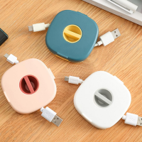 แบบพกพาม้วนสายเคเบิลหมุนได้ขยายที่รวบสายหูฟัง USB ข้อมูล Kotak Penyimpanan Kabel Charger หูฟัง Organizer สำหรับเดินทางสำนักงาน