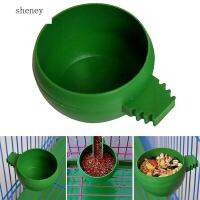 SHENEY Round นก Makanan Burung Nuri กรงชาม Aviary ชามอาหารอุปกรณ์นกถ้วยสีเขียวผลิตภัณฑ์สัตว์เลี้ยง