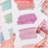 SHUIXINGZ หลอดฟลูออเรสเซนต์ ปากกาไฮไลท์แวววาว 4สี/ชุด อุปกรณ์เครื่องเขียนสำหรับเครื่องเขียน ปากกาเน้นข้อความสีพาสเทล ของใหม่ คาวาอิ ปากกามาร์กเกอร์สี โรงเรียนในโรงเรียน