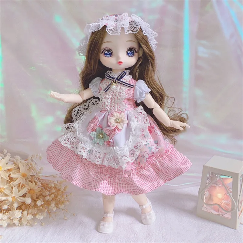 28cm Baby Girl 1/6 Bjd Witch Dolls Full Set Vanilla Anime Doll Dress Up  Children Toys for Girls