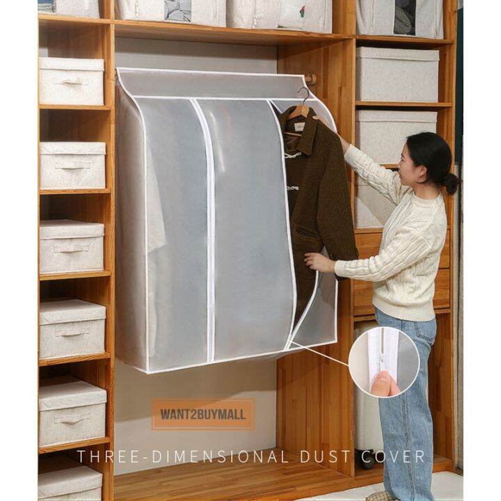 🇲🇾 PEVA Clothing Coat Hanging Suit Dust Cover Protector Wardrobe Cloth ...