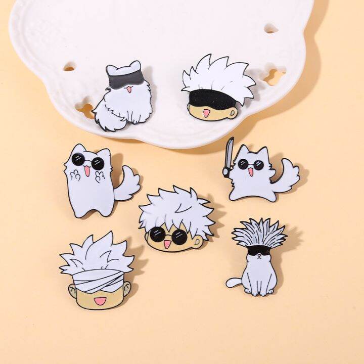 gojo-satoru-cats-enamel-pin-kawaii-anime-role-eye-mask-cute-manga-brooches-badge-jujutsu-kaisen-anime-accessories-for-backpack