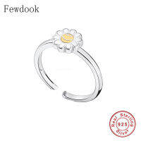 925 Sterling Silver ite Adjustable Opening Cartoon Smile Face Sunflower Finger Chain Rings For Women Wholesale Joyas 2022 New