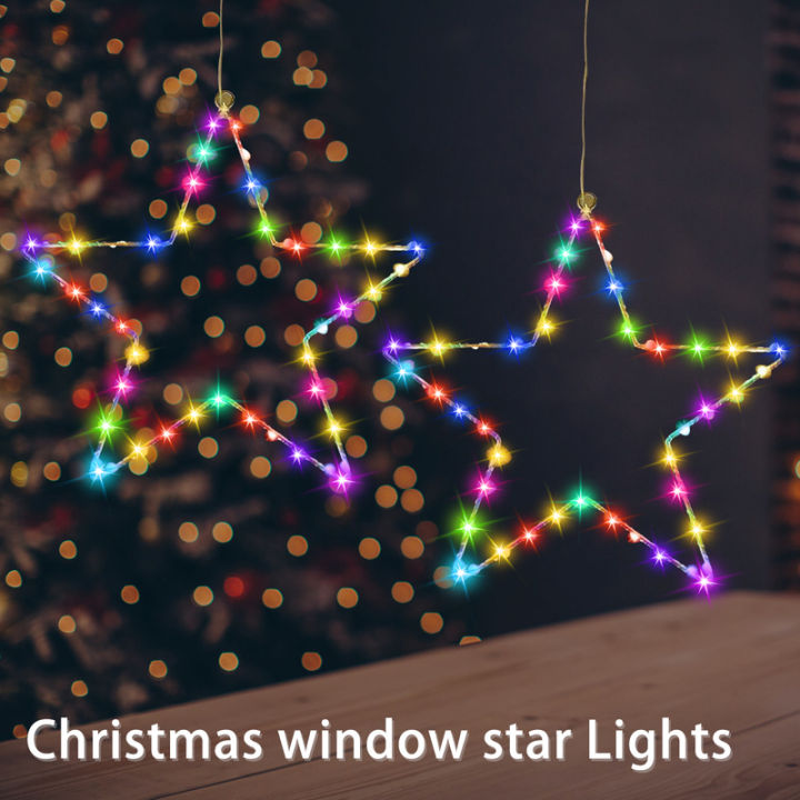 ม่านไฟรูปดาวสำหรับเทศกาลคริสต์มาส-ม่านกันน้ำรูปดาวหลอดไฟพลังงานแบตเตอรี่ดาวจากระยะไกลมี8โหมดให้แสงสว่าง