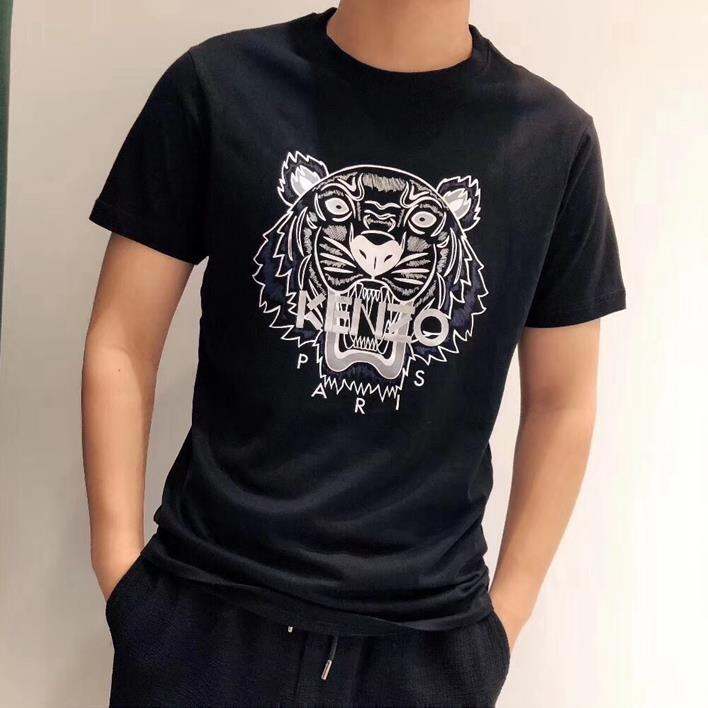 kenzo-เสื้อยืดหัวเสือ-san-gaoxian-เสื้อปักลายคอกลมของผู้ชายเสื้อยืดผู้หญิงแฟชั่นลำลองแขนสั้นของแท้