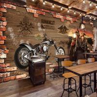 Personalized Customization Retro Motorcycle Brick Wallpaper Restaurant Cafe Creative Decor 3D Embossed Mural Wall Paper 3 D