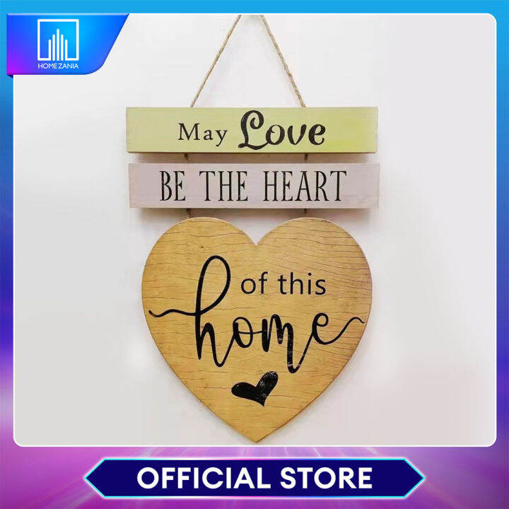 Home Zania Wooden Wall Frame Decor, Heart Design Inspirational Wooden