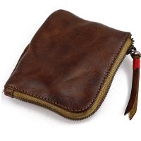 TOP☆Leather Coin Purse,for Women&amp;Men Vintage Handmade Wallet,Mini Card Holder Bag,Zipper Purses