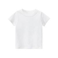 2023 Summer Solid Color Children Cotton T-shirt for Boys Girls White Tops Tees Kids Clothes 2-10Y