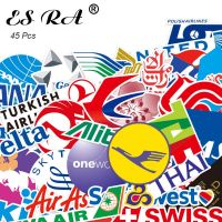 45 Pcs Airline Logo Stickers Travel Logo Brands Decals Waterproof Pegatinas for Mobile Laptop Luggage Decorate Stickers Labels