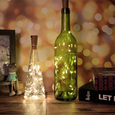 1m/2m/3m Solar Wine Bottle String Lights IP65 Waterproof Copper Wire Cork Shaped Fairy Lights For Wedding Christmas Decor