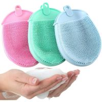 1pcs Silicone Massage with Soft Exfoliating Gloves Baby Showers Cleaning Remover