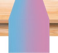 【LZ】○✸  Linen Blue and Pink Gradient Table Runner 13 x 72 Inch Dinning Table Runner for Wedding Party Dinner Decor Kitchen Tablecloth