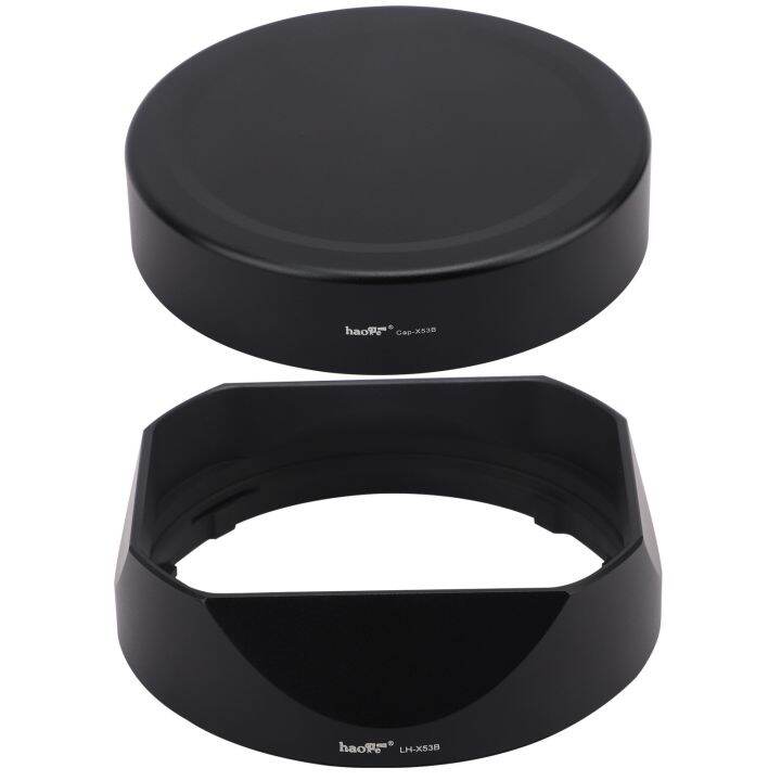 Haoge LHX53B Square Metal Lens Hood Shade With Metal Cap For Fujifilm