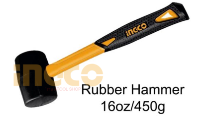 iNGCO ค้อนยาง ด้ามไฟเบอร์ 16 ออนซ์ (450 กรัม) รุ่น HRUH8216 ( Rubber Hammer ) / ฆ้อนยาง / ค้อนยางดำ