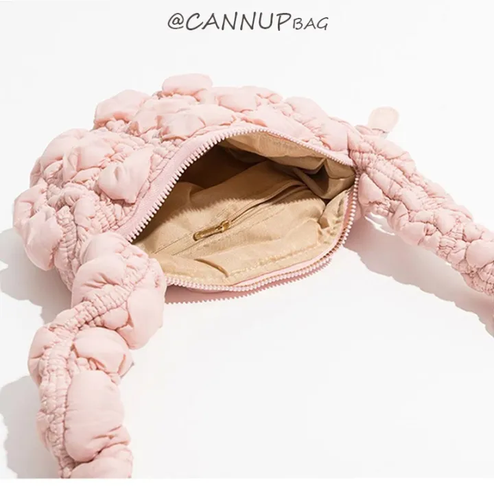 cannup-ถุงนุ่มหญิงลําลองน้ําหนักเบา-กระเป๋าโฮโบ-กระเป๋าทรงก้อนเมฆ-แนวเกาหลี-ที่ห้อย-แถมฟรี-l91tj26