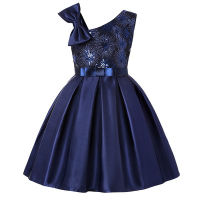 Dark Blue Kids Tutu Birthday Princess Party Dress for Girls Infant Lace Bow Children Elegant Dress for Girl Baby Girls Clothes