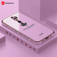 สำหรับ Oppo A5 A9 2020กรณี,แฟชั่น INS 6D Electroplated Bling สาวคู่ตรงด้านข้าง Maple Leaf เคสโทรศัพท์ TPU นุ่มสำหรับ OPPO A5 (2020) / A9 (2020)