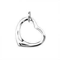 Silver thai Curvy Heart Shaped Sliver Pendant , จี้เงินรูปหัวใจโค้งเงินแท้925