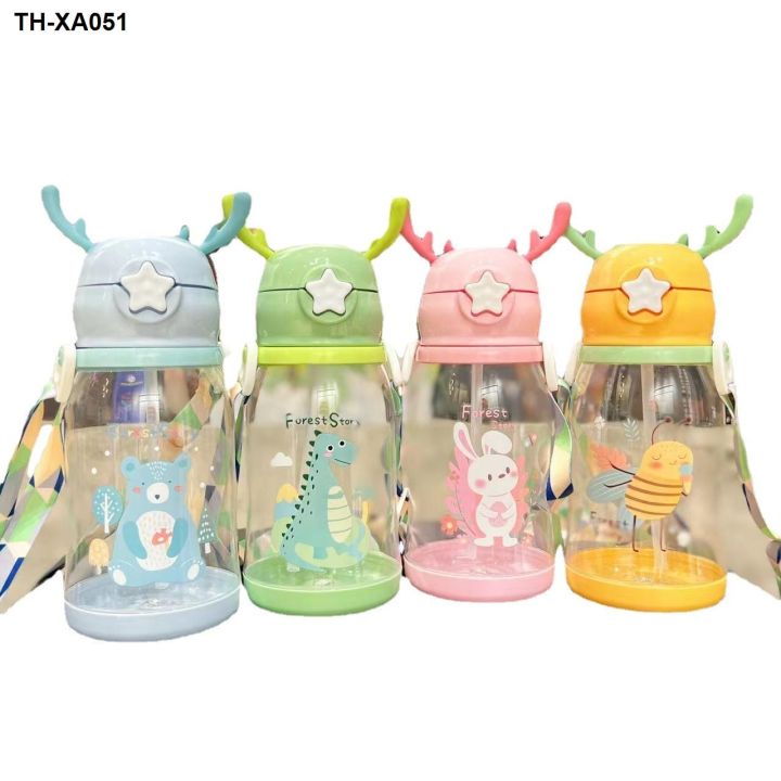 new-web-celebrity-cartoon-cup-childrens-large-antlers-plastic-students-gifts-wholesale-sippy-cups