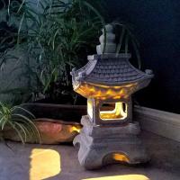 Solar Led Light Garden Lamp Chinese Style Zen Stone Tower Decor Garden Decoration Resin Crafts Outdoor Limestone