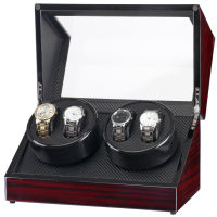 TPA Watch Winder กล่องหมุนนาฬิกา ออโตเมติก แบบอโตเมติก 4 เรือน สีน้ำตาลลายไม้/สีดำ