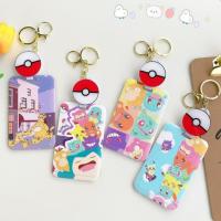 hot！【DT】♙✿  Bus Card Holders Pikachu Elf Pendant Anime Silicone Badge Clip Campus ID for Children