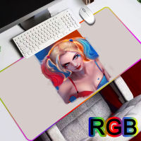 Harley Quinn Keyboard Mat RGB Mouse Pad Anime Kawaii Desk Accessories Deskmat Gaming LED Mousepad Gamer Mause Mats Pc Large Carpet