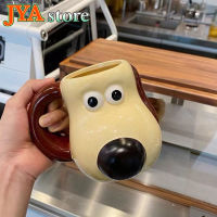 JYA Store แก้วกาแฟลายการ์ตูนความจุมากถ้วยสุนัขน่ารักทำจากเซรามิกลายแก้วรูปสุนัขสำหรับใส่น้ำกาแฟนม