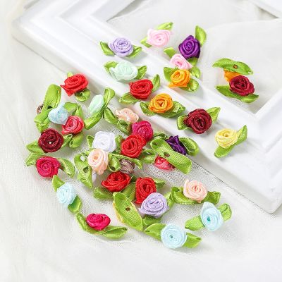 【CC】 50/100PCS 2CM With Buds Fabric Flowers Wedding Supplies Bow-Knot Decorations