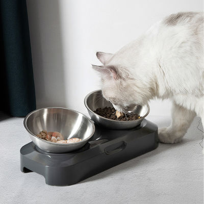 Stainless Steel Cat Bowl Easy to Clean Dog Food and Water Bowls with Stand Metal Cats Dogs Double Single Feeding Feeder Bowl