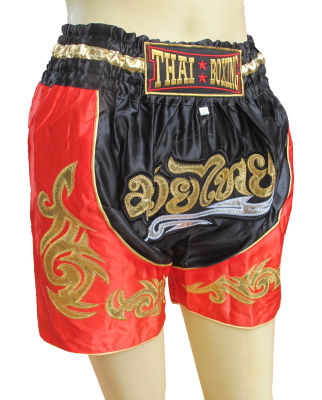 Asian Thai Boxing 2 Tone Boxer For Unisex Fit For Waist 24-28 Inches Size M  ดำแดง แข็งแรง ออกกำลัง ชาย หญิง ชุดสวย แบบสองสี