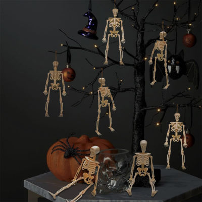 Skeleton Halloween Decorations Posable Halloween Skeleton Decor with Hanging Rope for Haunted Houses Lawn Graveyard