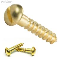 20Pcs M2 M3 M4 M4 M5 M6 Solid Brass Round Head Wood Screws Slotted Drive Self Tapping Wood Screws Fully Threaded Fastener