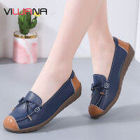 VIWANA รองเท้าส้นเตี้ยผู้หญิงเกาหลีสไตล์นุ่มหนังแท้ Sole Loafers สุภาพสตรีพลัสขนาด35-44แบบทางการสวมใส่ง่ายรองเท้าสีขาวขายรองเท้าผู้หญิง