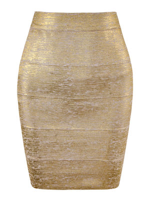 Wholesale Women Summer Skirt y Black Silver Gold Bandage Skirt High Street Designer Skinny Party Mini Pencil Skirts 45cm