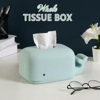 Cute Whale Tissue Storage Box Phone Holder Multifunctional Silicone Tissue Organizer for Kitchen Living Room Bathroom JS22