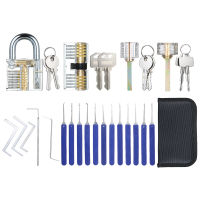 17 PCS Lock Picking Set with Storage Bag + 4 PCS Visible Practice Lock Set Transparent Padlock Training Locksmith Tools Lockpicking Set for Beginners Professionals Kids