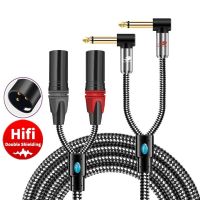 【CW】▧✔❁  Hifi Audio Cable 1/4 Inch Jack 6.35mm to 2 3-Pin Male for Amplifier Mixer Console Shielded Cords 1M