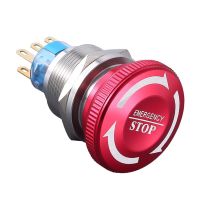 1pc 19mm 22mm Waterproof Metal Emergency STOP Mushroom Push Button Switch Latching Button Switch Knob Rotary Switch