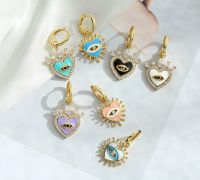 【When the flowers bloom】 HECHENG1 PairLove HeartEvil Eyes Drop Earrings สำหรับเครื่องประดับครบชุด