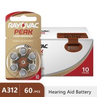 ☾♂ 60PCS Hearing Aid Batteries RAYOVAC PEAK A312 312A ZA312 312 PR41 S312 60 PCS 10 Cards Hearing Aid Battery Zinc Air 312